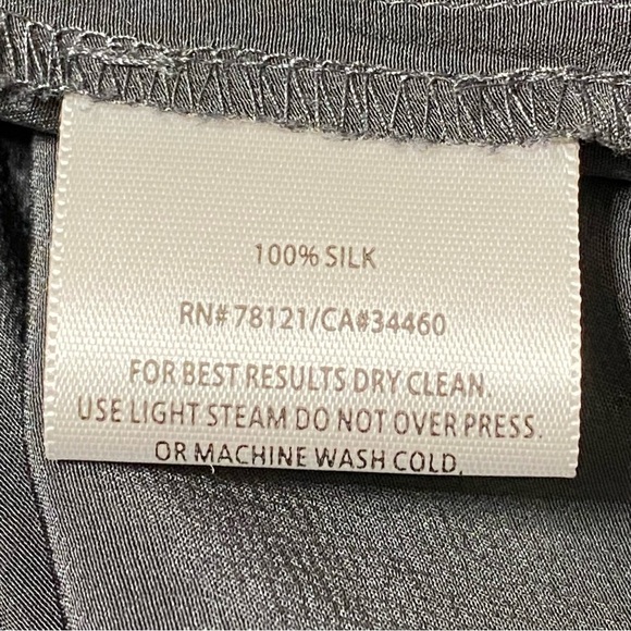 Eileen Fisher Silk Shirt Dress Gray Petite Small Drawstring Waist Minimalist - Picture 8 of 10